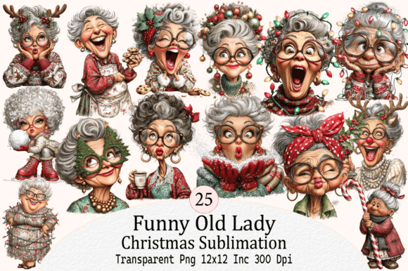 Download Funny Old Lady Christmas Sublimation - Premium Resources