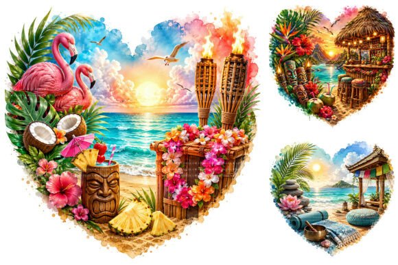 Download Tropical Summer Heart Clipart Bundle - Heart clipart Collection