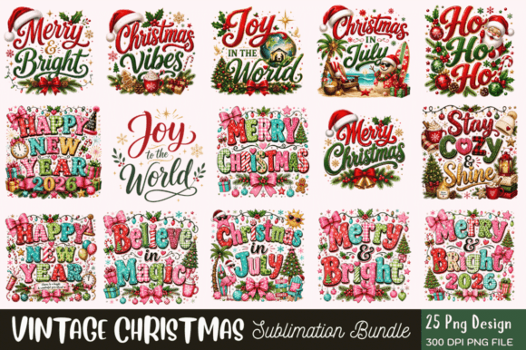 Download Vintage Christmas Sublimation PNG Bundle - Premium Resources